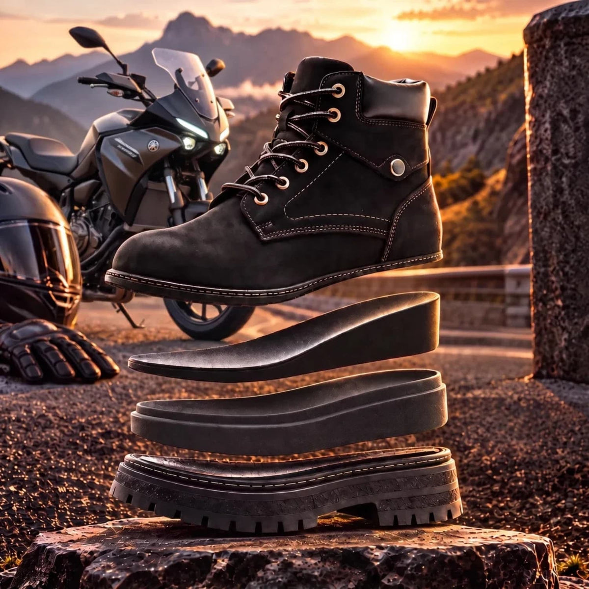 Breyxon MotoLift™ +8 – Scarpe da moto con rialzo interno