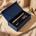 Open blue gift box with the Chill Wand parts nested in black foam